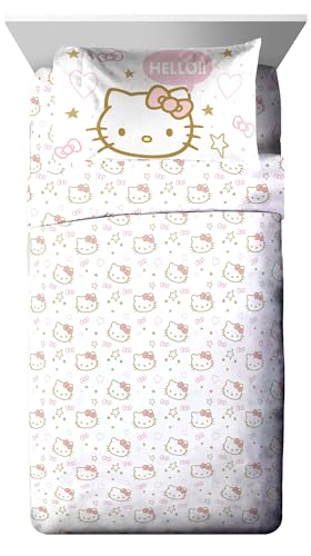 Image of Sanrio Hello Kitty Twin Comforter Set 5 Piece Bedding for Girls, Pink | Bed in a Bag, Comforter Sheets Sham Pillowcase, Official Product, Soft Microfiber, Machine Washable, Easy Care, Girls Gift