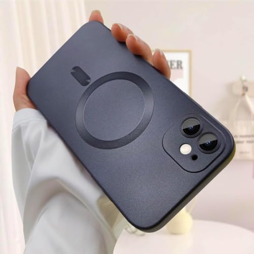 Image of DIZORO Magnetic Case for iPhone 11 Cover [Compatible with MagSafe][Built-in Camera Lens Protector] Slim Soft Silicone Bumper Shockproof Metallic Luster Back Cover Phone Cases (Black)