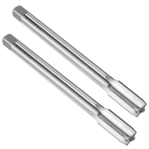 sourcing map 2pcs Straight Flute Screw Taps 5/8-18UNF 2B Thread 6" Extra Long HSS6542 Machine Threading Milling Tap Tapping Tools