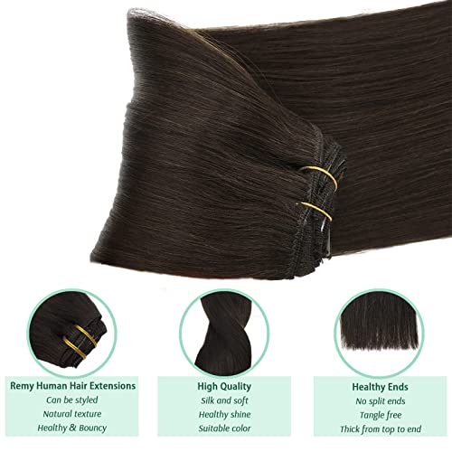 Image of GOO GOO Clip in Hair Extensions Real Human Hair, Remy Human Hair Extensions Clip ins for Women, Natural Human Hair, 26inch 135g 7Pcs, 2A Light Brown