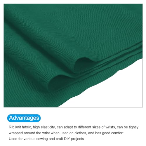 Image of MECCANIXITY 39 inch Elastic Cuffs Ribbed Trims Cotton Fabric Knit Rib Stretch Tape Cuff Sleeve Waistband for Sewing, 12 inch Wide Dark Green