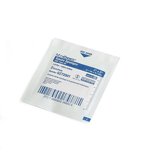 MediChoice Gauze Sponge, 8-Ply, USP Type VII, Estéril, 2x2 Pulgadas, Blanco, 1314GZ72001 (Caja de 1500) miniatura 3