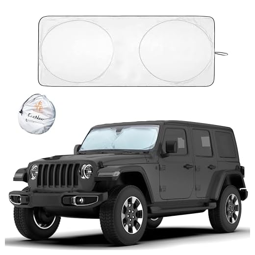 EcoNour Windshield Sunshade for Jeep Wrangler | Sun Visor for UV Rays & Heat Protection | Suitable for Wrangler, Compass, Gladiator & Renegade | Accessories for Jeep Wrangler | X-Small - 60x21 inches