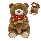 GUAHKUN Geschenke für Frauen, Geburtstagsgeschenk für Frauen, Mama Geschenk, Kuscheltier Bär, Kuschelbär, Rosenbär, Rosen Teddybär mit Blumenstrauß, Weihnachten Valentinstag Freundin Mama (A)