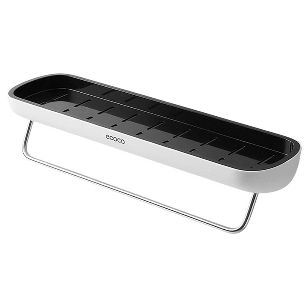 LOOM TREE® Bathroom Wall Shelf Heavy Duty Stainless Steel for Shampoo Toilet Cabinet Black with Towel Bar Bath | Bath Caddies & Storage