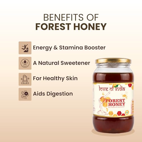 Image of Love of India Forest Honey 2400g | Raw Unprocessed Wild Forest Honey | Family Pack | Tested for Purity | Natural Original Honey