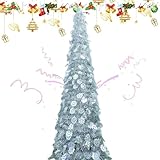 weiting Árbol De Navidad Plegable - Decoraciones Plegables para Árbol de Navidad | Decoración Realista con Copos de Nieve 150CM para Interiores Exteriores Jardín Apartamento