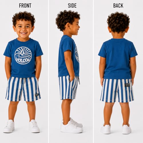 Image of Volcom Toddler Baby Boy Shorts Set - 2 Piece Short Sleeve Graphic Tees and Shorts Infant Toddler Little Boys Summer Outfits