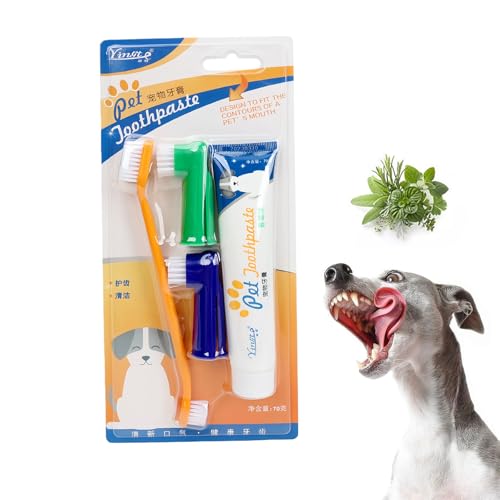 Histotree 4 Pack Dog Toothbrush Dental Care Kit, 1 Double-Sided