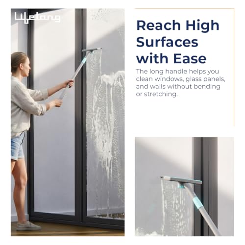 Image of Lifelong 4-in-1 Floor Cleaning Wiper Mop with Long Handle, 360 Degree Rotating Flat Mop for Home, Bathroom & Kitchen, Multi Surface Floor Cleaner with Scrubber Brush, Wet Dry Floor Wiper