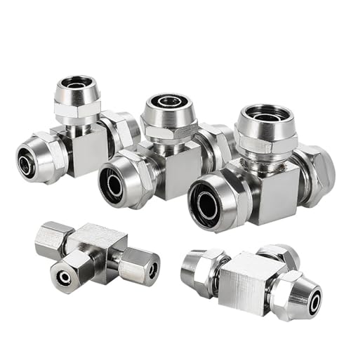 Conector de aire KLE 4mm tipo Tee de cobre niquelado contra fugas en mangueras de tráquea