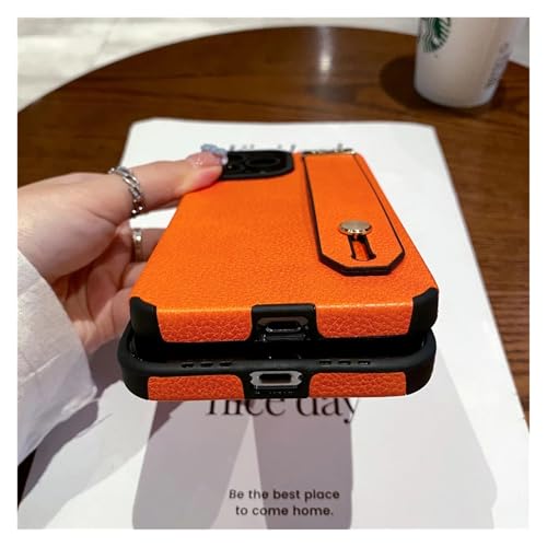 Coque silicone orange iPhone 16 Pro texture cuir protectrice - 3