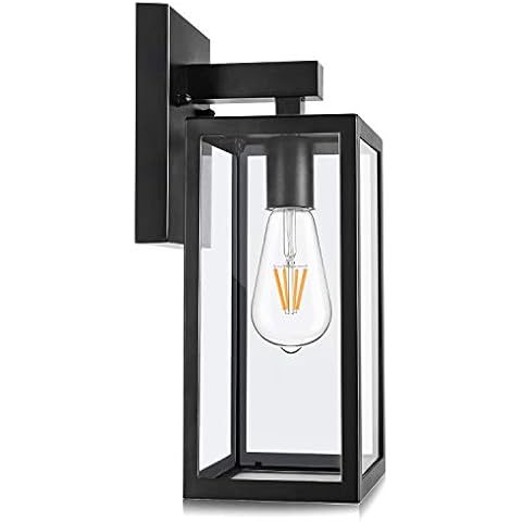 MAXvolador Outdoor Wall Lantern, Exterior Waterproof Wall Sconce Light Fixture, Black Anti-Rust Wall Mount Light with Clear Glass, E26 Base Wall Lamp Cover