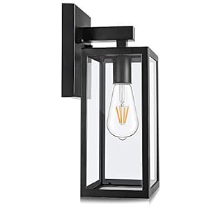 MAXvolador Outdoor Wall Lantern, Exterior Waterproof Wall Sconce Light Fixture, Black Anti-Rust Mount Light with Clear Glass, E26 Base Wall Lamp