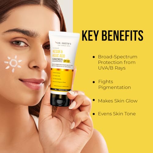 Dr. Sheth's Kesar & Kojic Acid Sunscreen SPF 50+ Pa++++ |In-Vivo Tested | For Pigmentation-Free Skin | Lightweight & Non Greasy | For UVA/UVB &... - Image 4