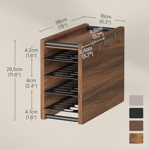 Image of YATINEY Coffee Pod Drawer Holder, 72 Pods Large Capacity, 4 Tier Holder for Vertuo, Coffee Pod Organizer for Countertop, Storage Rack for Nespresso Vertuo Pods, Space Saving, Walnut KH06BH