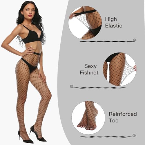MANZI Women High Waist Fishnet Stockings Tights Lady Sexy Hollow Out Pantyhose Small Big Hole3