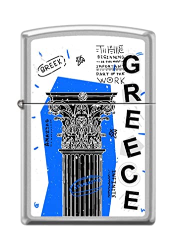 Encendedor Zippo Antique Column Satin Chrome miniatura 1