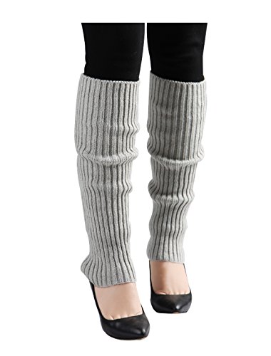 Image of uxcell Women's Knitted Design Solid Warm Thick Knee High Length Ribbed Leg Warmers