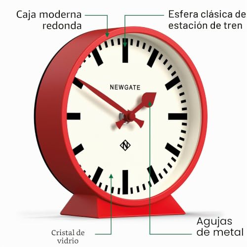 Reloj de escritorio moderno NEWGATE rojo estilo estación para mesa 6