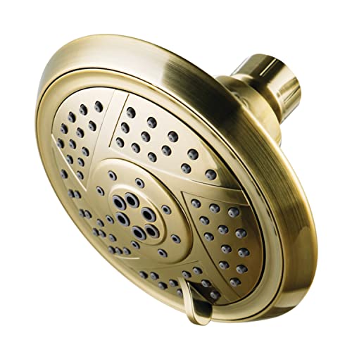 Kingston Brass KX1553 Vilbosch 5-Inch Round 5-Function ABS Shower Head in Antique Brass