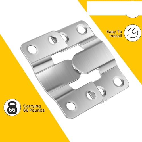 Image of Cleat Picture Hanger 20 Pcs Stainless Steel Hook Buckles Hanger Hanging Connecting Photo Frame Picture Mirror Wall Hang Hardware