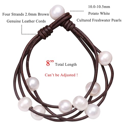 Aobei Pearl Cultured Freshwater pearl Wrap Bracelet on Multi Strands Leather Beaded Jewelry for Women3