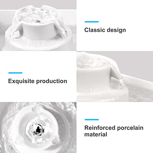 GISOFIK 71oz/2.1L Ceramic Cat Water Fountain, Automatic Dog Water Fountain with 3 Water Flows, Ultra-Quiet Cat Water… - Image 8