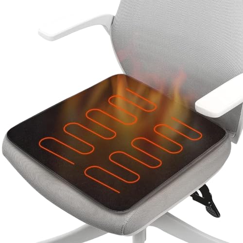 Cojín de asiento con calefacción, alfombra de silla plegada USB de 16.93 pulgadas para la oficina, accesorio de viaje de invierno portátil para estadio, automóvil, camión, campamento, , blanquead