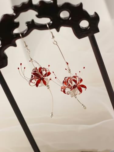 Earrings, Glass Resin, Spider Lily Earrings, Cosplay Accessories, For Wedding, Cosplay Costume3