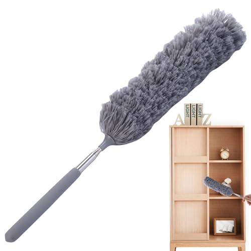 galeyyu Spolverino telescopico, Spolverino da soffitto con asta di prolunga | Spazzola per spolverare in fibra riutilizzabile - Strumento di pulizia flessibile e pieghevole, ragnatela e spolverino da