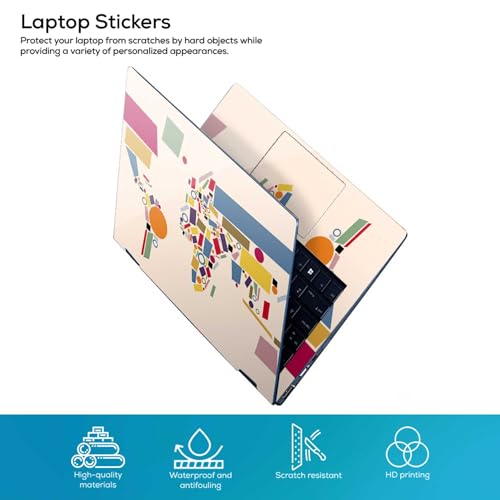 Image of Galaxsia World Map D3 Full Body Vinyl Laptop Skin /Sticker /Cover Upto 15.6 Inches Laptops Laminated-Removable-HD Quality Compatible for Hp-Dell-Sony-Lenovo-Asus etc.(15x10 Inches)