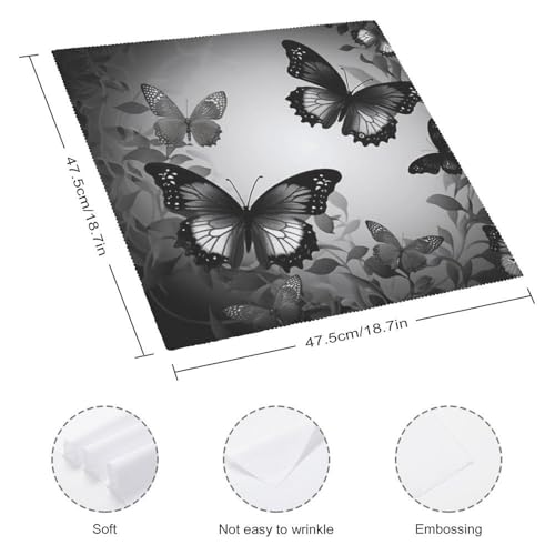 Servilletas de tela con mariposas negras y grises 6 pcs miniatura 2