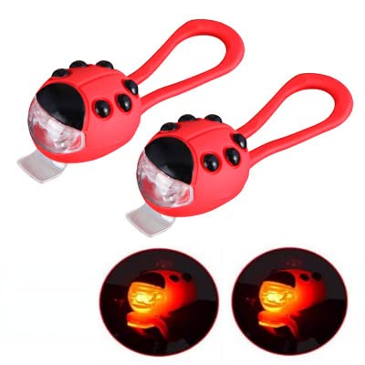 Silicone LED Ladybug Bicycle Front and Rear Lights,Waterproof and Road Safety,Creative Silicone Warning Lights,Mountain Bike Front and Rear Lights,Suitable for Children's Nighttime Cycling (F)