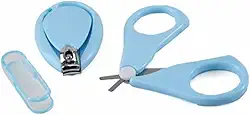 Conjunto de Cortador De Unhas Para Bebê Kit Com 2 Peças 1 Cortador e 1 Tesoura 18cm x 11cm x 1cm (AZUL)