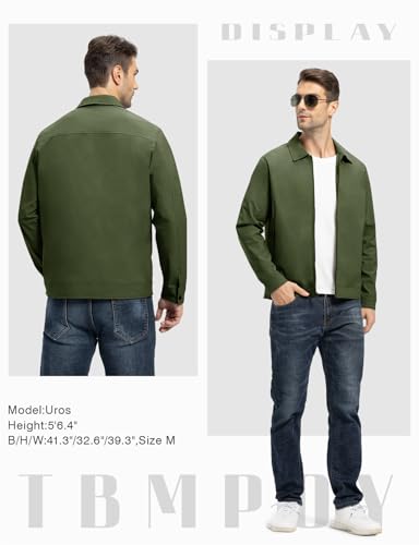 Image of TBMPOY Mens Lightweight Jackets Light Windbreaker Full Zip Casual Work Jacket Golf Business Fall Track Coat with Pockets