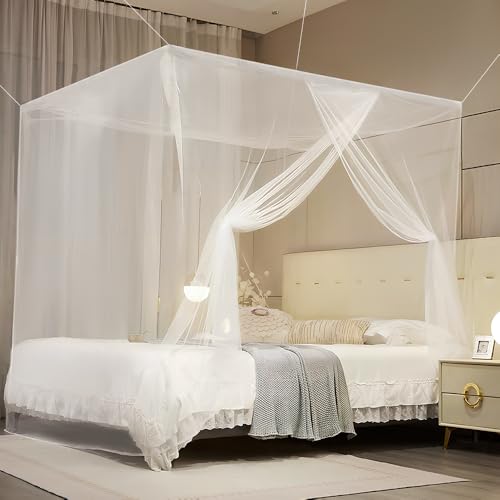 Moustiquaire Lit Double 200x200x180cm, Rideau en Filet Rectangulaire, Baldaquin pour Maison et Camping, Filet Anti-Mouches, 1 Pièce