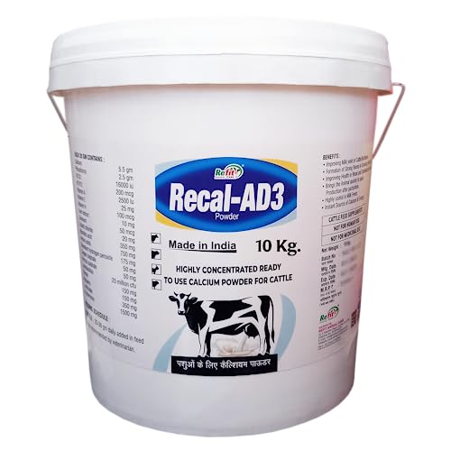 REFIT ANIMAL CARE Calcium Powder for Cow, Cattle, Buffalo, Goat & Animals, 10 Kg, Recal-AD3