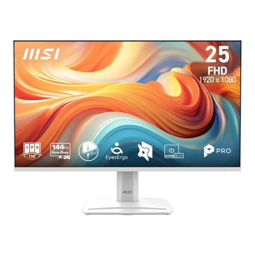 Image of MSI PRO MP251W E14A 24.5-inch IPS 1920 x 1080 (FHD) Computer Monitor, 144Hz, AMD FreeSync, HDR Ready, HDMI, VGA Port, Display Port, VESA,1ms, White