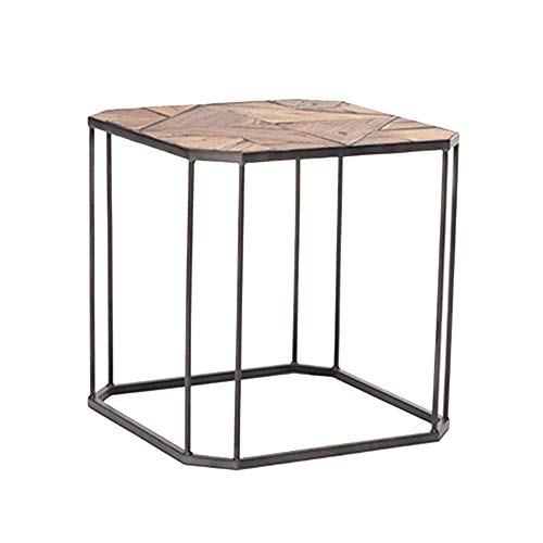 YueQiSong Modern Nordic Simple Wrought Iron Coffee Table Wooden Table