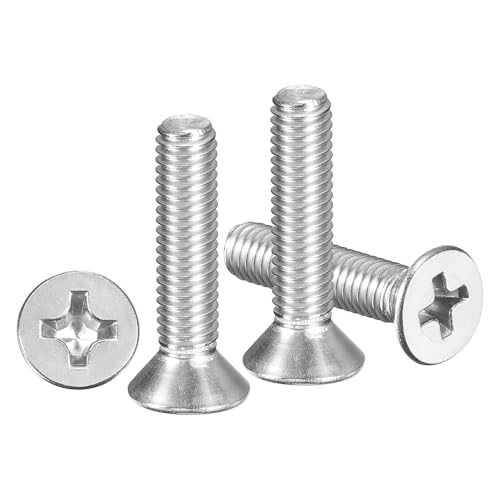METALLIXITY #10-32x7/8 Phillips Flat Head Bolts 304 Silver 50Pcs