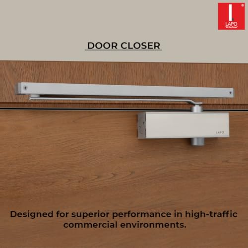 Image of LAPO Hydraulic Door Closer for Wooden Doors | Aluminium Build Door Closer | Double Speed Control | Pelmet Arm Design | Supports Up to 100 Kg Doors| ISO 9001 Certified | Matt Finish