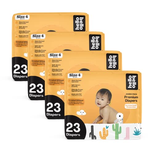 Image of Hello Bello Baby Diapers - Size 4 - Cactus - 92 Count (4 Packs of 23)