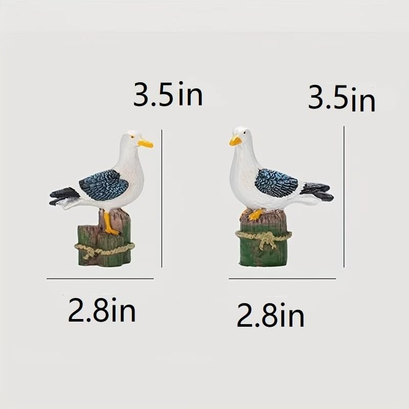 Par de mini gaviotas de resina decorativas miniatura 2