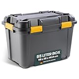 Kreher® Lagerbox Bunker Tough Aufbewahrungsbox mit Deckel und Silikondichtung (IP67/IPX7). Aus robustem Kunststoff in verschiedenen Größen. Ideal für feuchte Räume, Keller, Garage, Camping uvm. (55L)