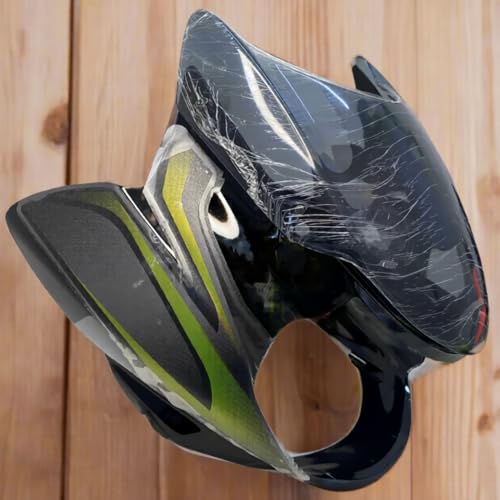 Image of Front Visor for Discover 125 /150 | 3D Type Black with Green Sticker | Wind Shield Headlight Visor