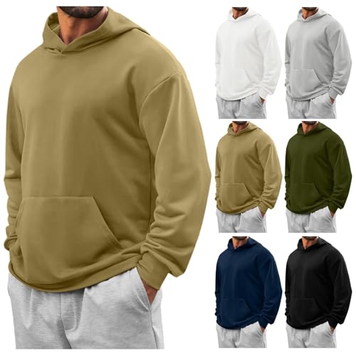 Mens Pullover Sweatshirt Casual Cotton Hooded Collar Hoodies Fall Fashion Casual Long Sleeve Hooded Sweatshirts
