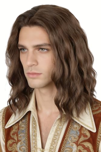LeMarnia Men Wigs Brown Short Curly Funny Wigs for Men Halloween Costume Party Wig
