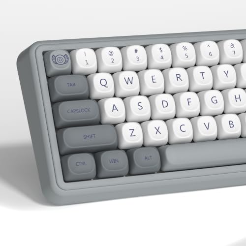 Womier PBT MOAキーキャップセット 昇華プリント ホワイト/グレー 日本風 | レトロデザイン, 100%/75%/65%/60%対応, MX軸対応, TKL US配列対応, カスタム交換用