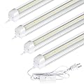 Hykolity 30W 2FT LED Shop Light, 3500lm 6500K Super Bright White, Linkable Ceiling Light Fixture, V Shape Integrated T8 LED Tube Light with Built-in ON/Off Switch for Workbench, Cabinet, ETL, 4 Pack
